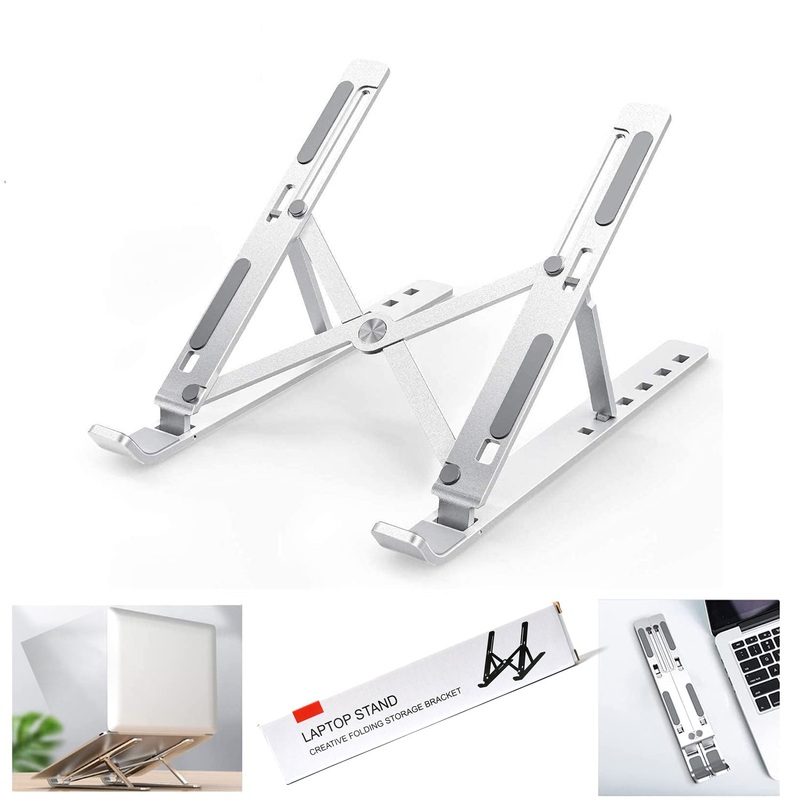 Metal Portable Laptop Stand  6-Angle Adjustable Riser for Laptops, Phones & Tablets