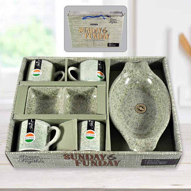 Sunday Funday 6-Piece Tea Set  Platter & Dual Bowl