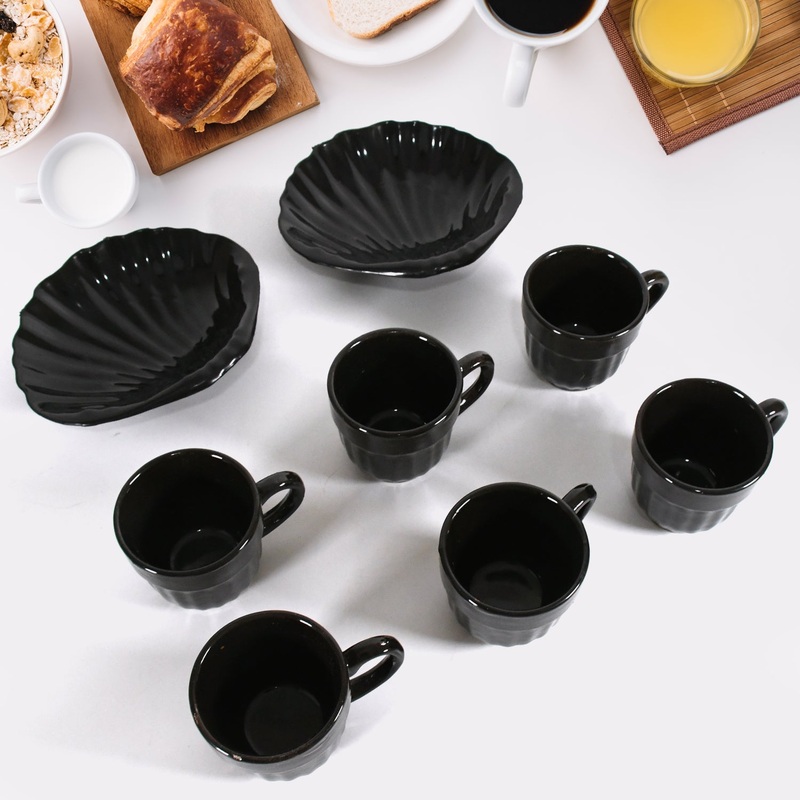 Sweet Buzz 8-Piece Seashell Ceramic Cup Set  Ideal for Home & Gifts