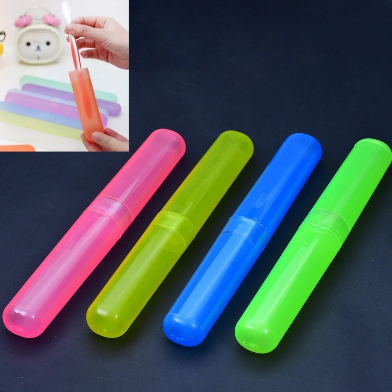 4-Piece Anti-Bacterial Plastic Toothbrush Cover Set  Travel Holder Cases