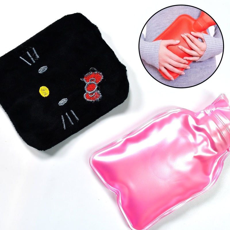 Black Hello Kitty Small Hot Water Bag with Cover  Pain Relief & Warmer