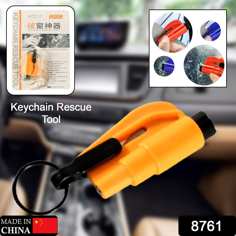 2-in-1 Emergency Safety Cutter  Keychain Tool for Glass Breaking & Seatbelt Cutting, Portable & Handy