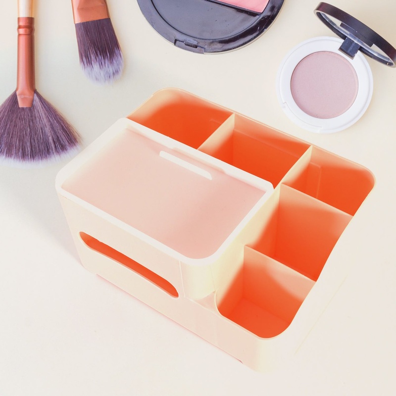 6-Compartment Desk Organizer  Multi-Function Storage for Tissue, Stationery, Remote & Mobile (Home/Office)