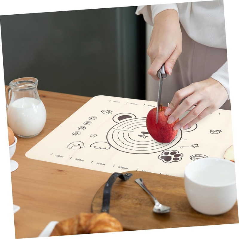 3 In 1 Low Silicone Baking Mat With Wooden Belan & Cake Scraper (3 Pcs Set / 7050 CM)