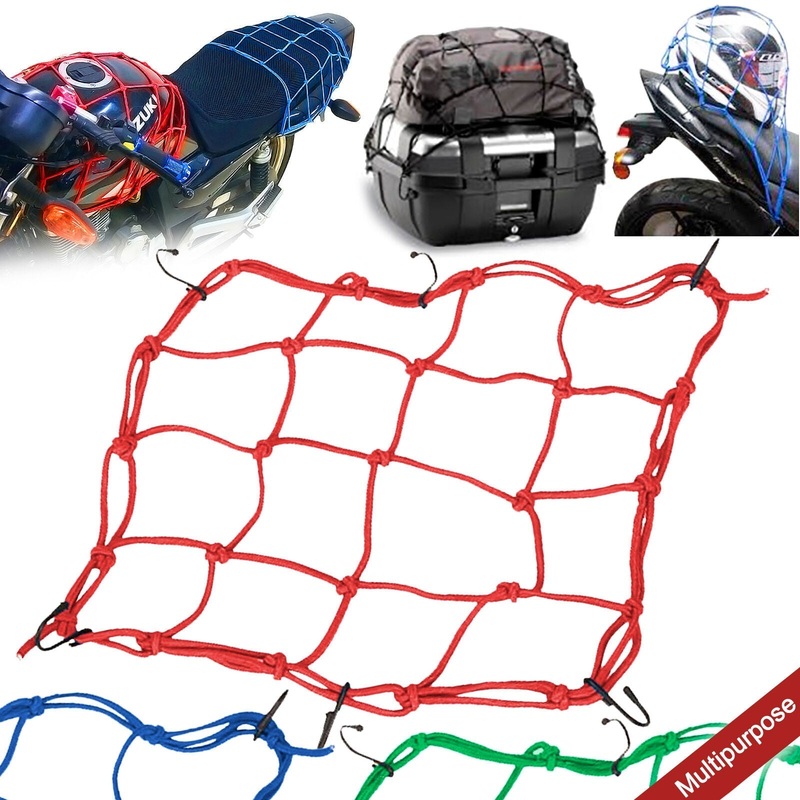 Heavy-Duty Elastic Bungee Cargo Net Mesh Holder – 4 Adjustable Hooks for Motorcycle Tank and Helmet, Octopus Holder for Backpacks and Helmets