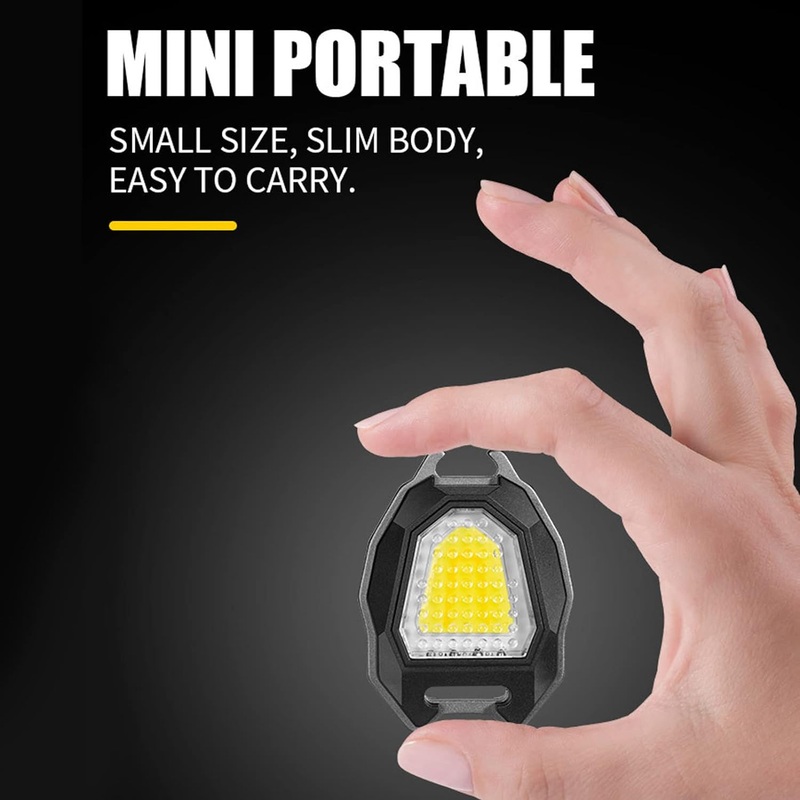 Triangular Camping Flashlight with Lighter  6 Modes, 3 Colors, Waterproof, Magnetic Keychain
