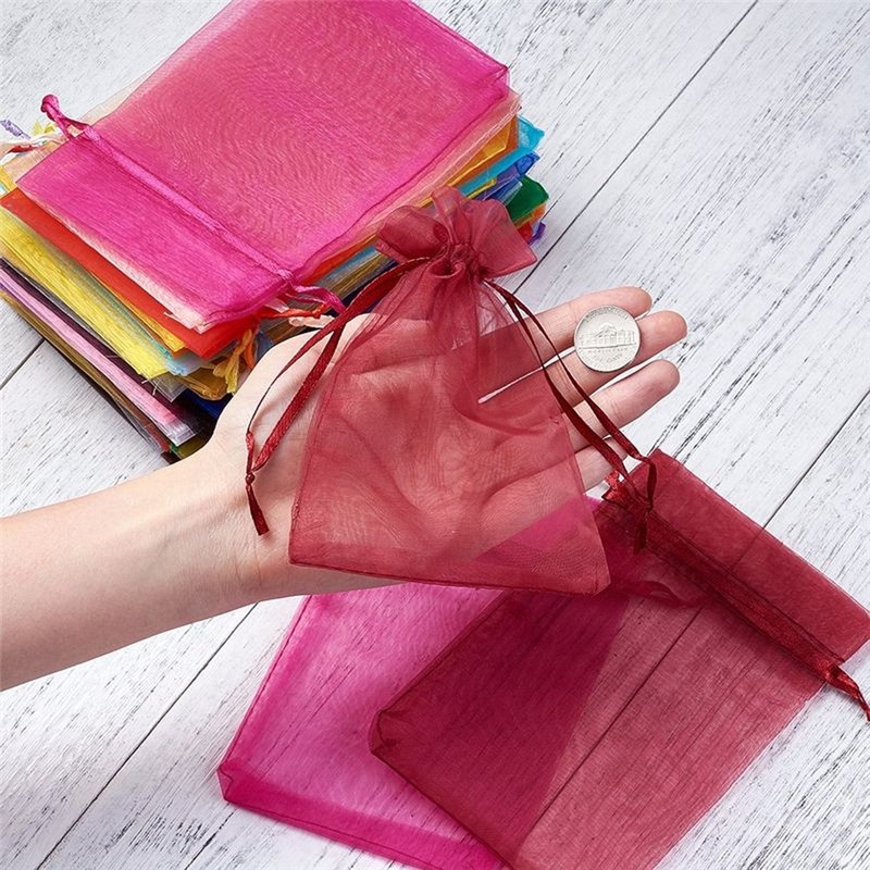 Organza Drawstring Gift Bags  Small Mesh Pouches for Wedding, Party & Festival Favors (50 Pcs Set)