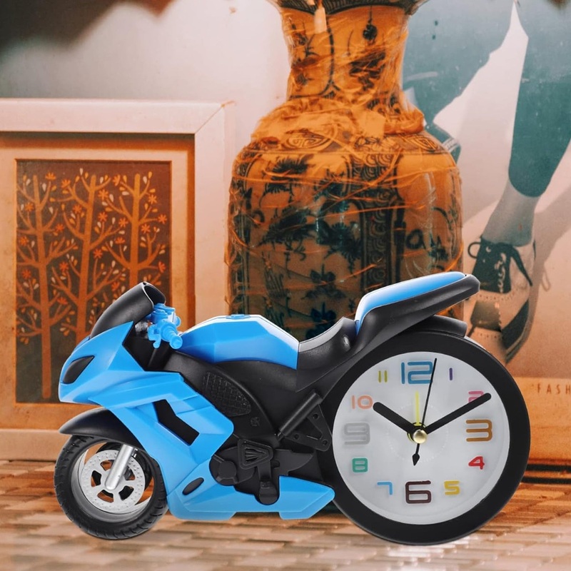 Retro Motorcycle Alarm Clock  Novelty Bike Engine Style Desk Clock