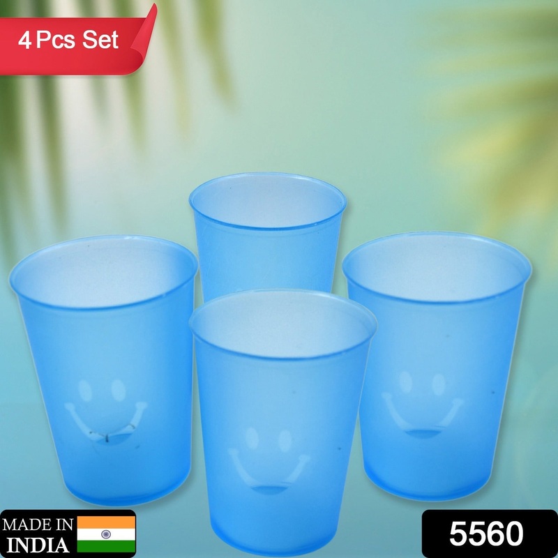 Reusable Plastic Drinking Tumblers – 4-Piece Transparent Water Cup Set for Kitchen & Dining