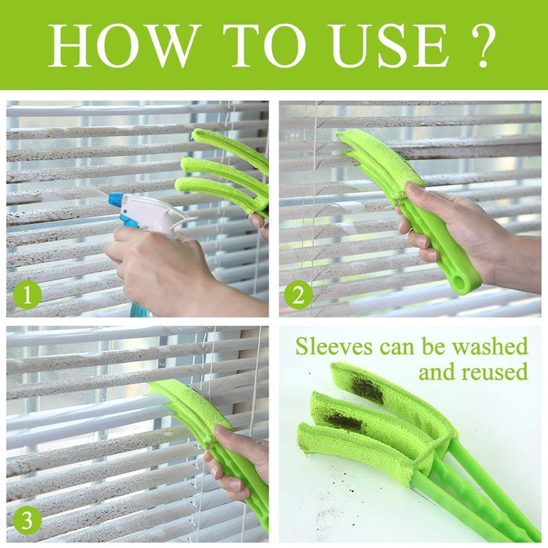 Window Blind Cleaner Brush with Microfiber Sleeves  Dusting Tool for Shutters & AC (1 Pc)
