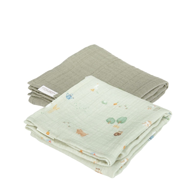 Swaddle Muslin 70cm x 70cm – Little Farm Olive