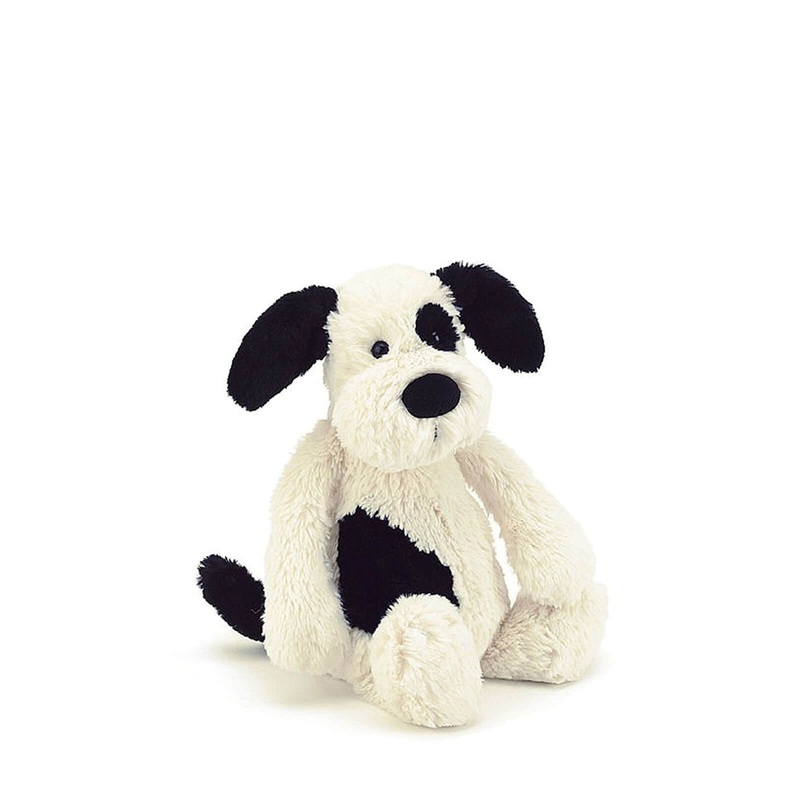 Small Bashful Puppy Black and Cream