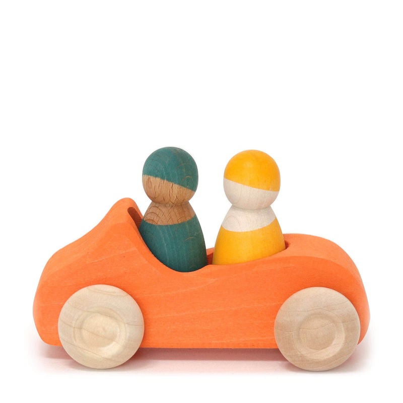Large Wooden Convertible Car – Orange