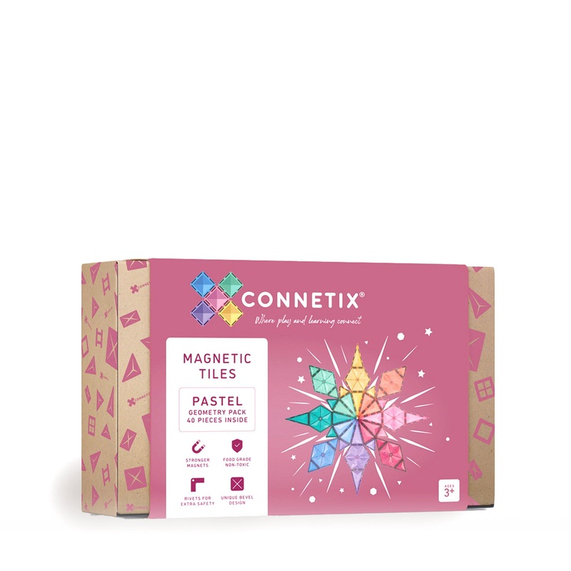 Magnetic Tiles Pastel Geometry Pack – 40 Pieces