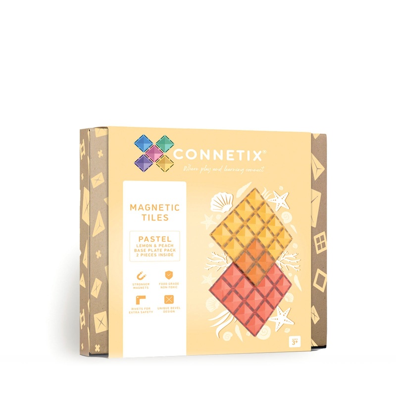 Magnetic Tiles Pastel Lemon & Peach Base Plate 2 Pieces