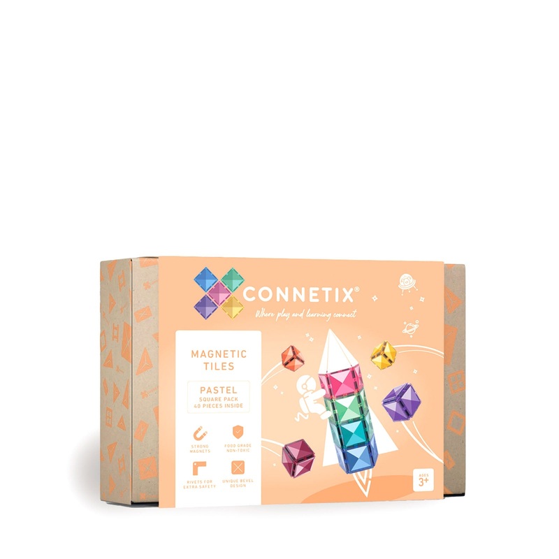 Magnetic Tiles Pastel Square Pack – 40 Pieces