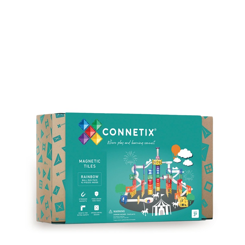 Magnetic Tiles Rainbow Ball Run Pack – 92 Pieces