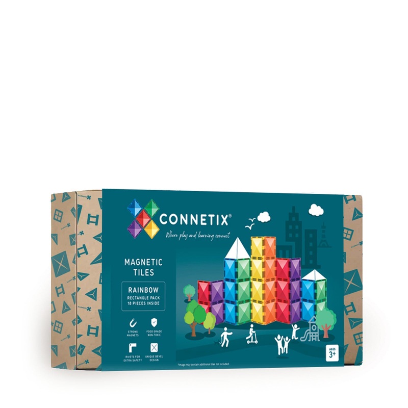 Magnetic Tiles Rainbow Rectangle Pack – 18 Pieces