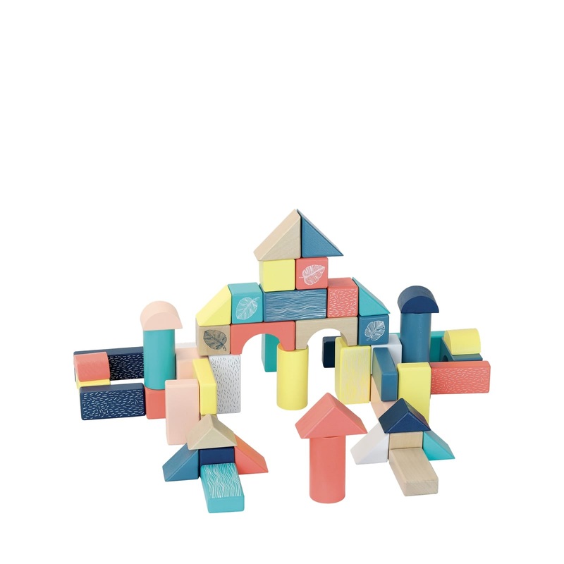 Wooden Building Blocks In Barrel – 54 Pieces