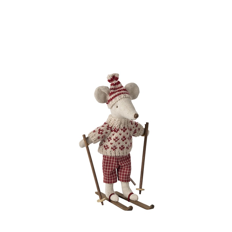 Winter Mouse With Ski Set – Mum – Red