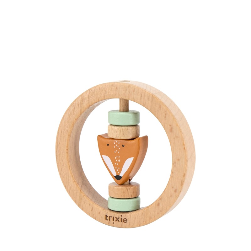 Wooden Round Rattle – Mr Fox