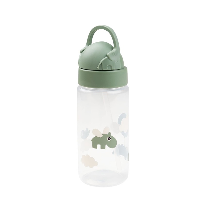 Straw Water Bottle – Happy Clouds Green