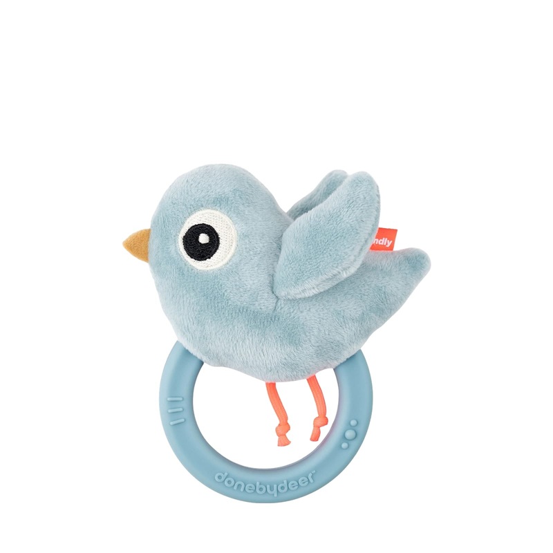 Sensory Rattle with Teether – Birdee Blue
