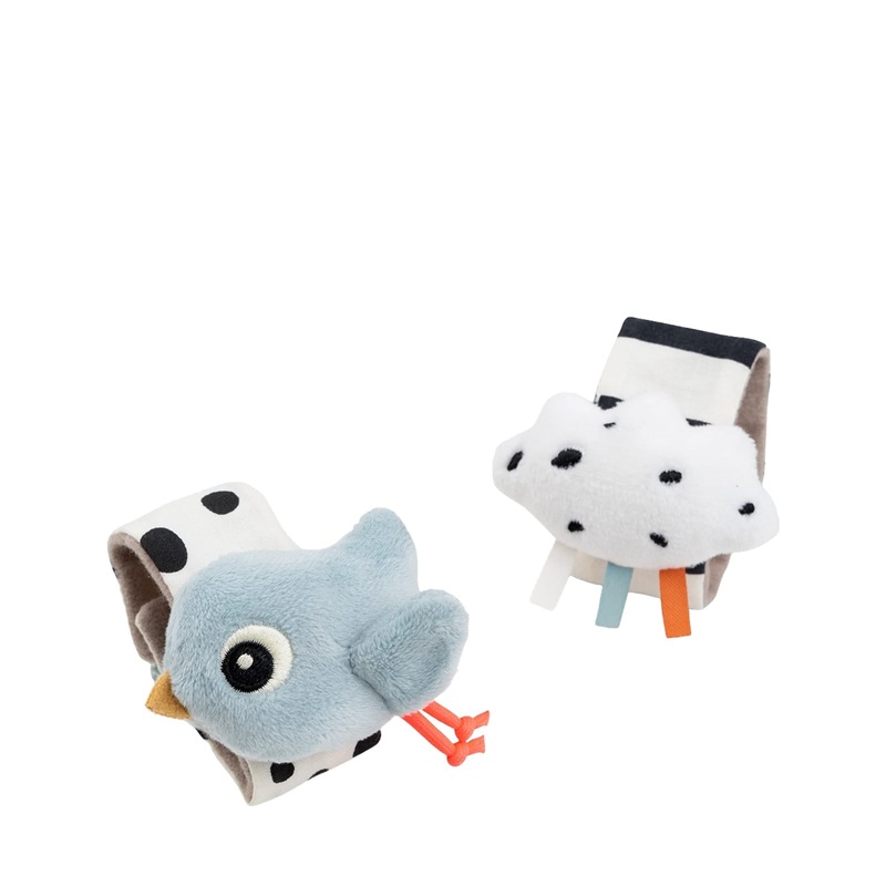 Wrist Rattle Set 2 Pack – Happy Clouds Blue