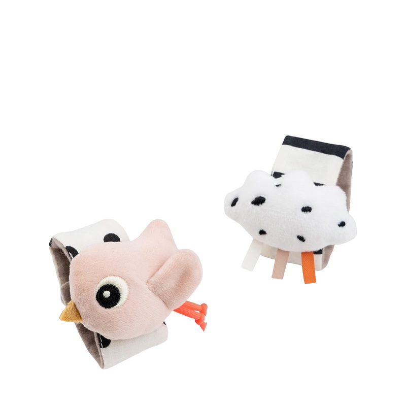 Wrist Rattle Set 2 Pack – Happy Clouds Powder