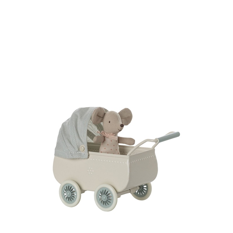 Pram with Baby Mouse – Mint