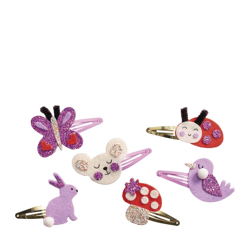 6 Glitter Hair Clips Craft Set – Flower Garden