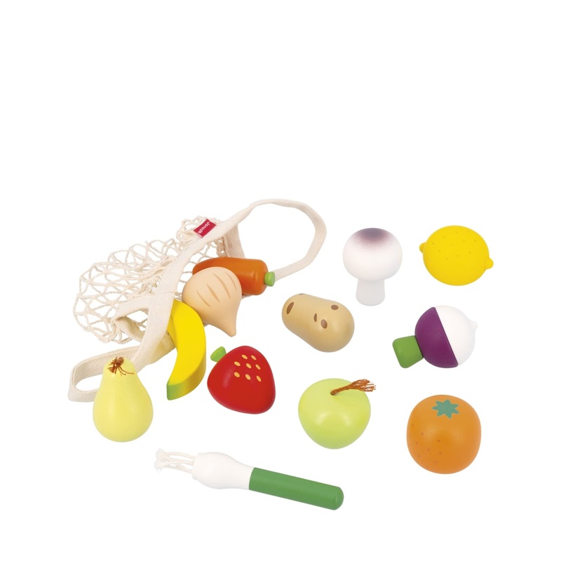 Wooden Fruits and Vegetables Bag Set