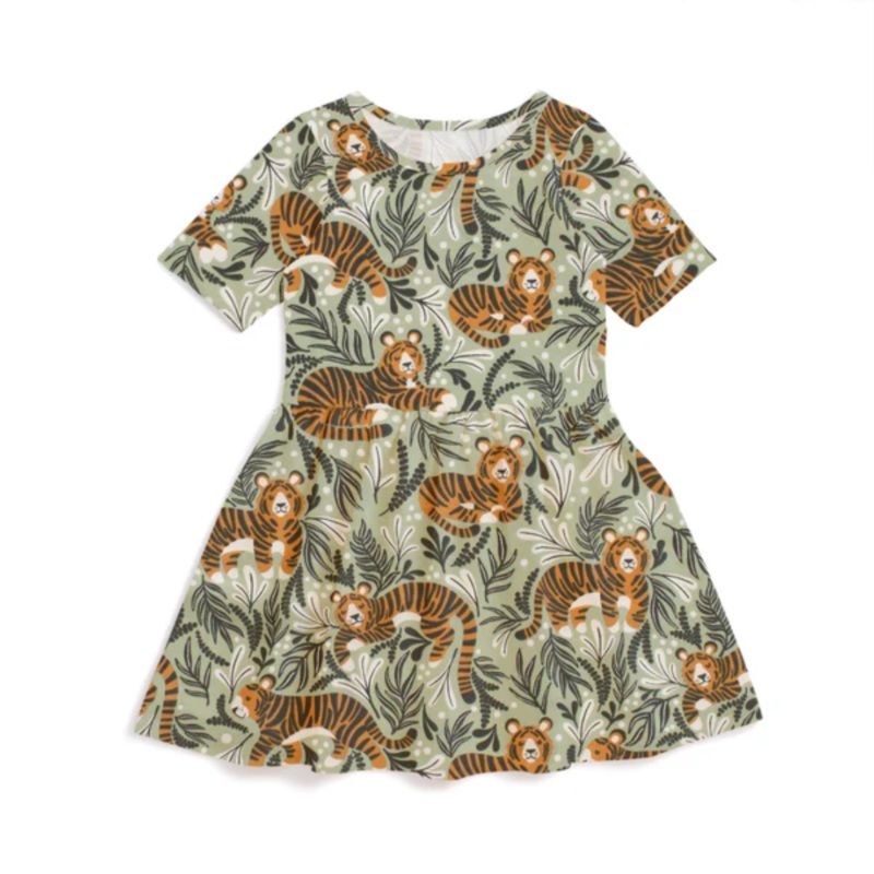 Alberta Dress – Dreaming Tigers Green by Winter Water Factory