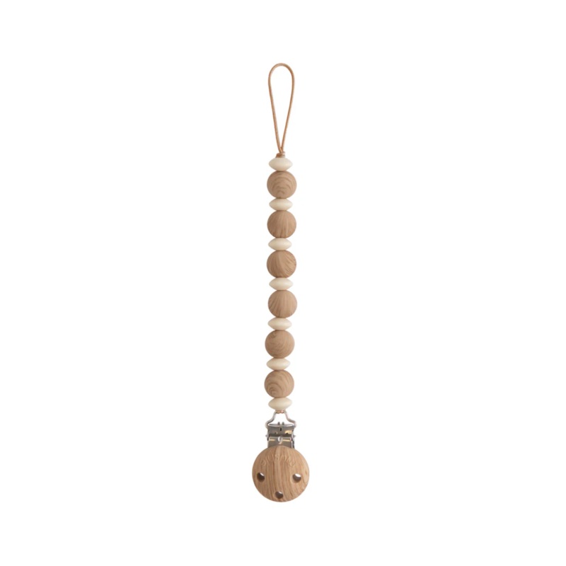 Luna Silicone Pacifier Clip – Faux Wood by Mushie & Co