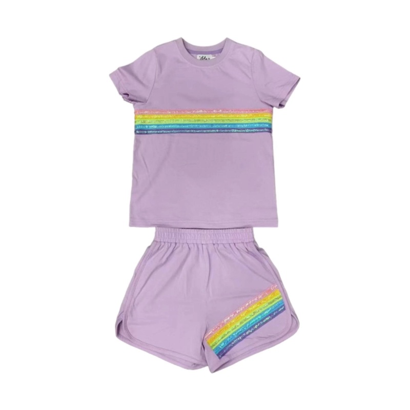 Rainbow Sequin Short Set by Lola + The Boys