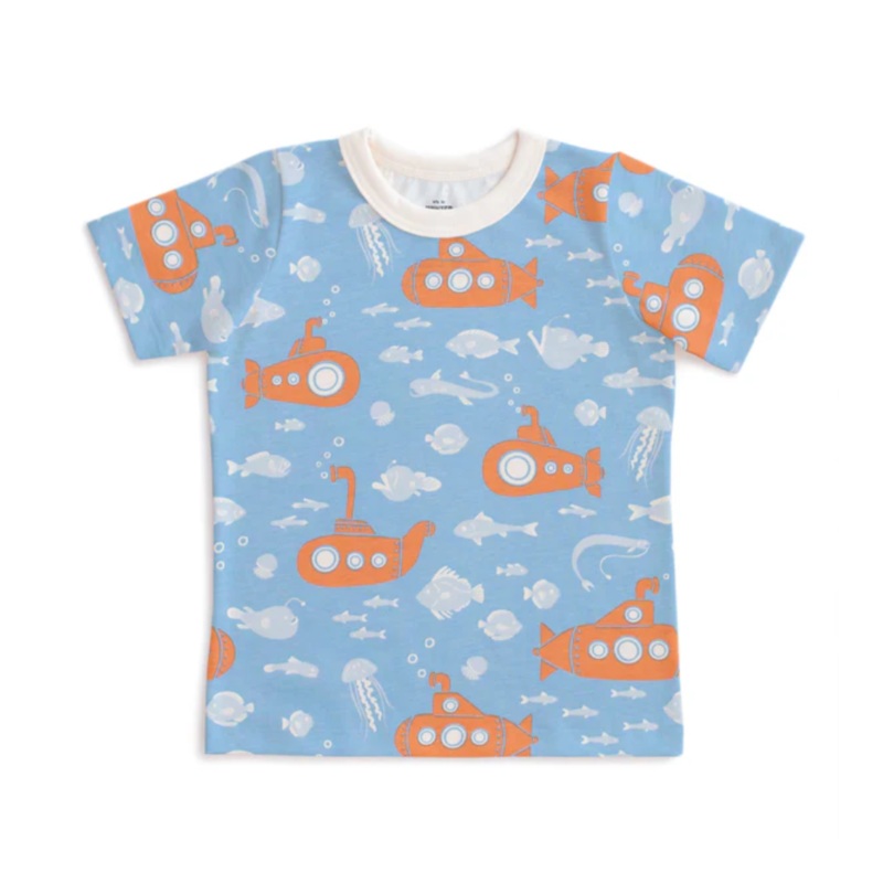 Short Sleeve Tee – Submarines Blue & Orange by Winter Water Factory