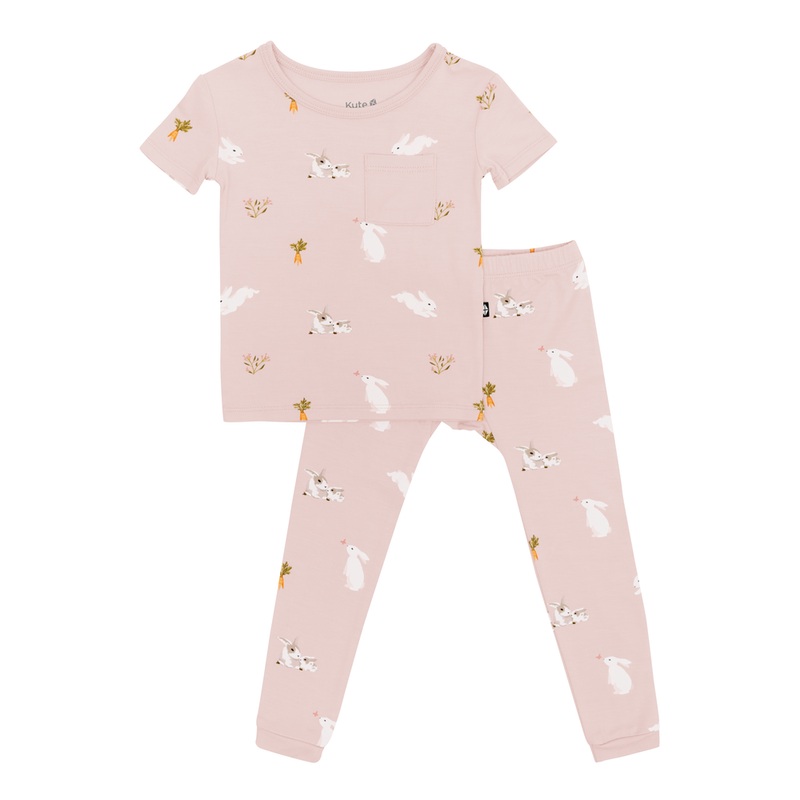 Short Sleeve Toddler Pajama Set – Blush Rabbit by Kyte Baby