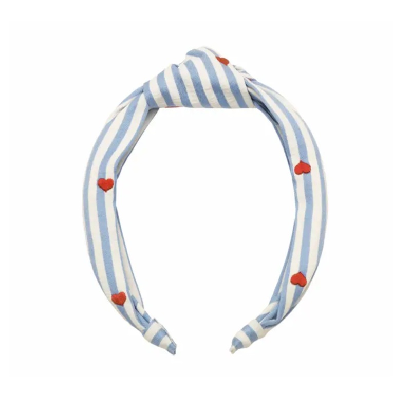 Stripy Embroidered Heart Knotted Headband by Rockahula Kids
