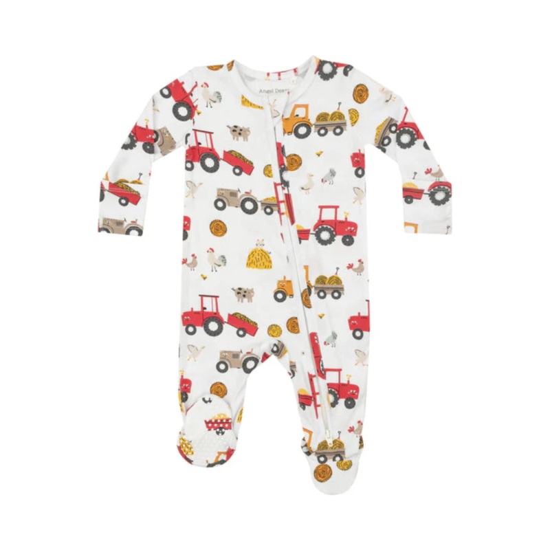 Bamboo 2 Way Zipper Romper – Happy Tractors by Angel Dear