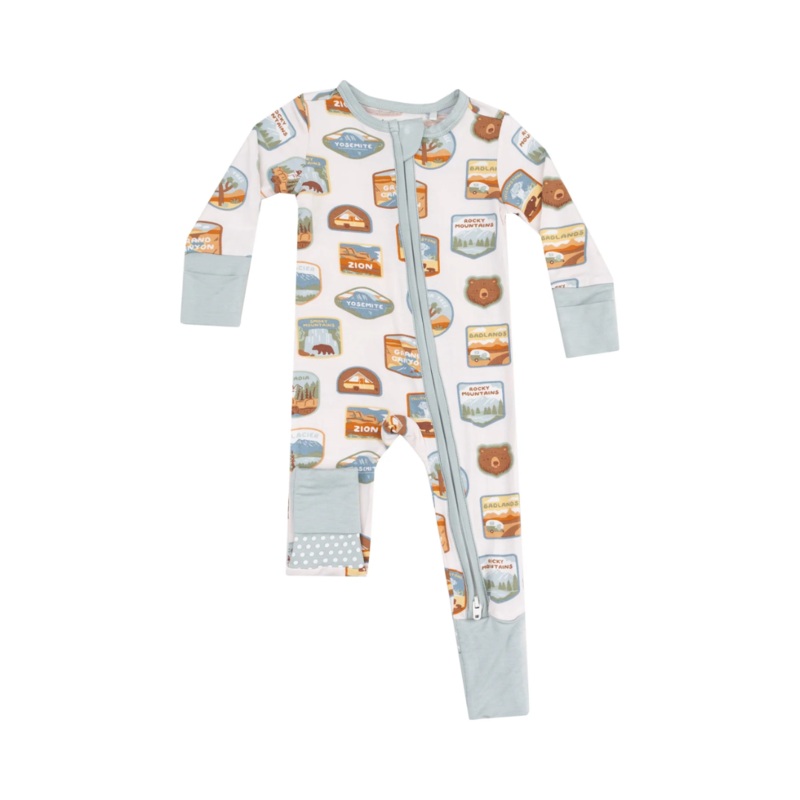 Bamboo 2 Way Zipper Romper – National Park Patches by Angel Dear