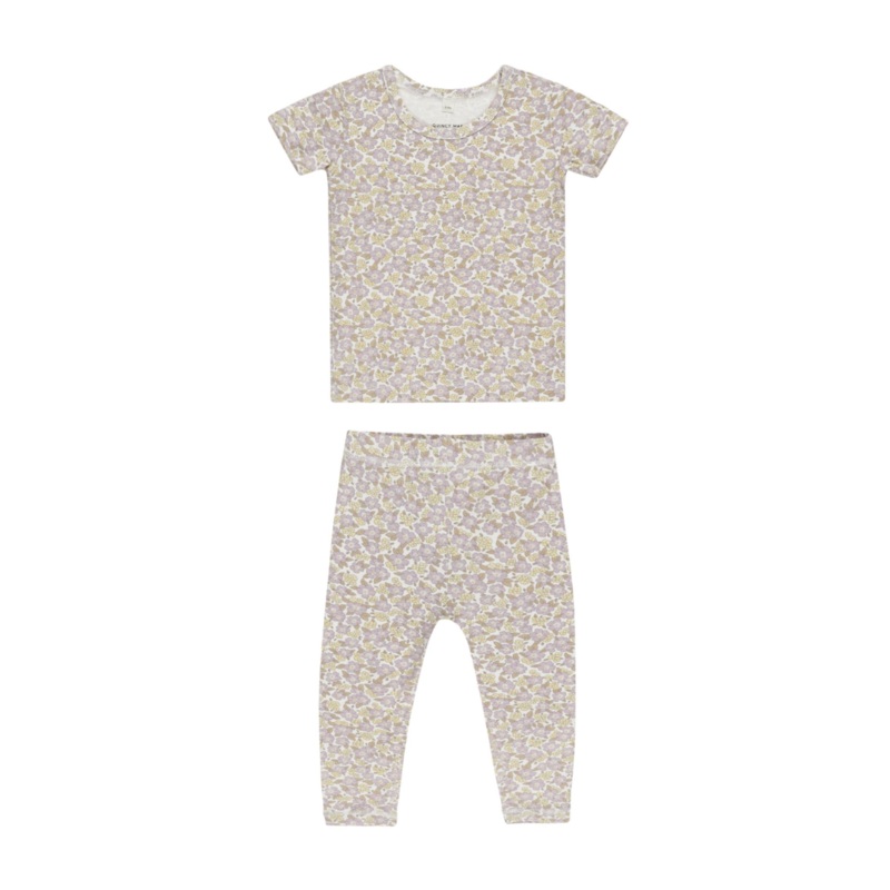 Bamboo Short Sleeve Pajama Set – Purple Floral by Quincy Mae