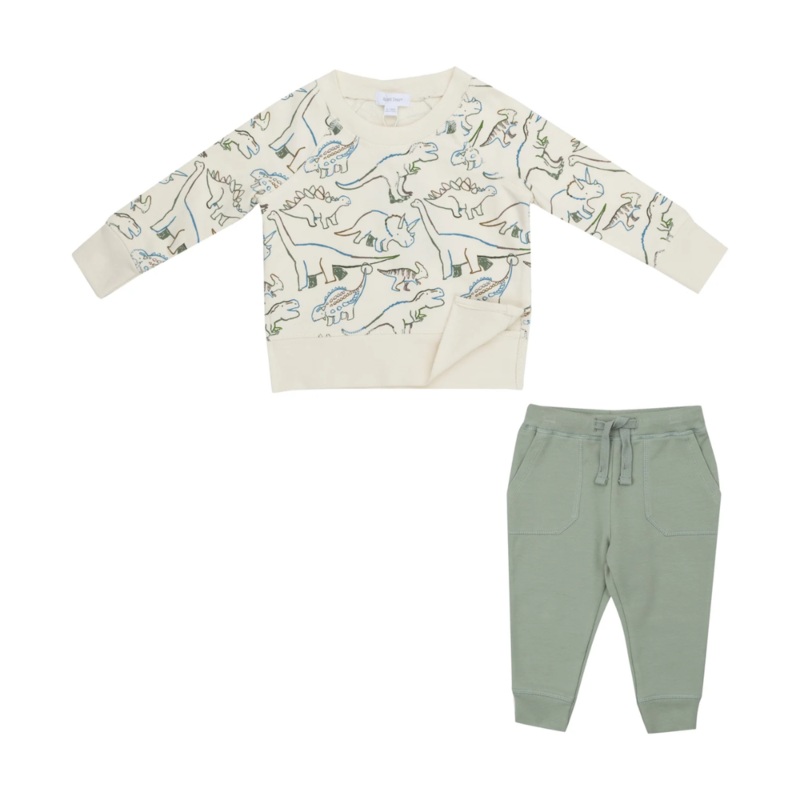 French Terry Raglan Sweatshirt And Jogger Set – Artsy Dinos by Angel Dear
