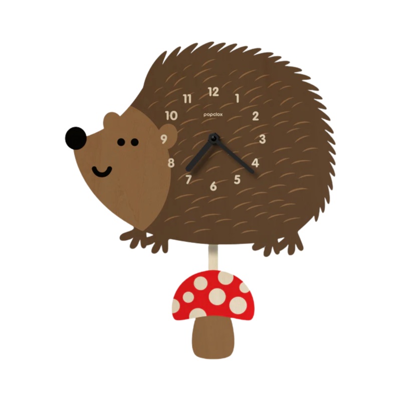 Hedgehog Wood Pendulum Clock by Popclox