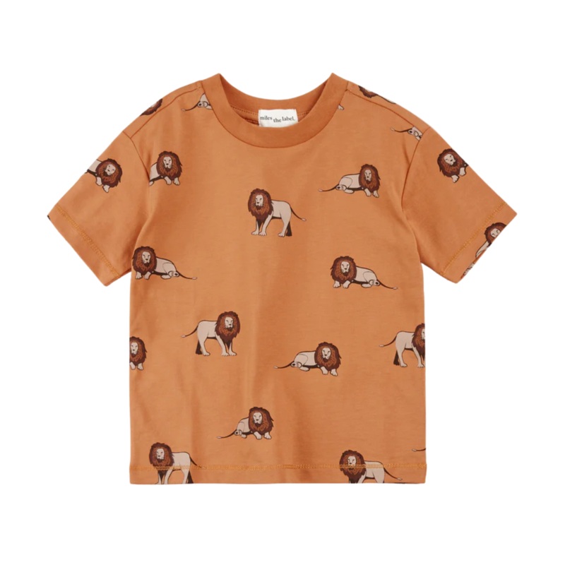 Lion Print Organic Cotton T- Shirt – Copper by miles the label.
