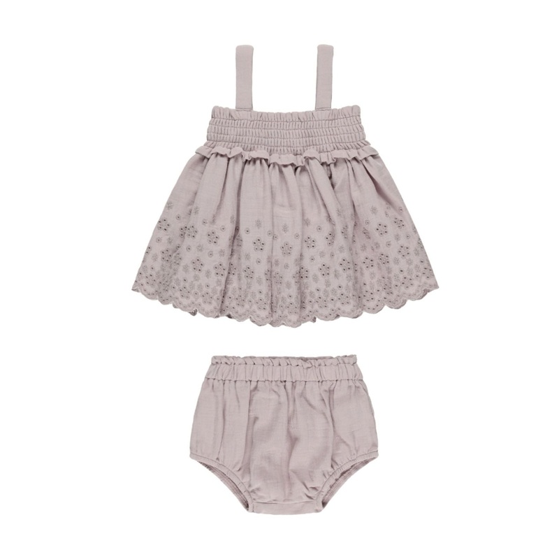 Mae Smocked Top + Bloomer Set – Lavender by Quincy Mae