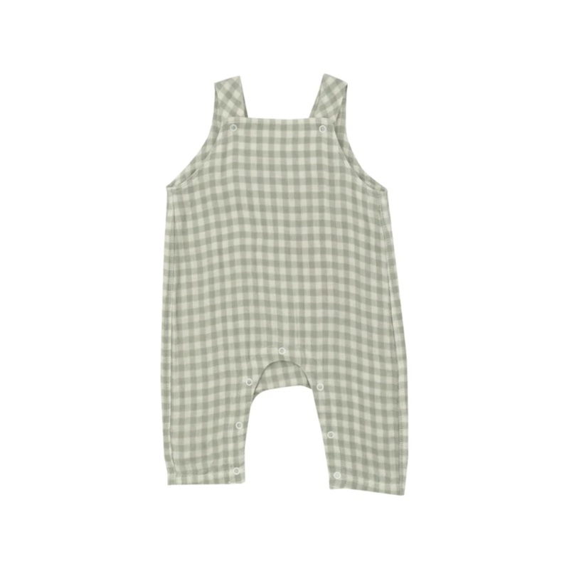 Muslin Overalls – Mini Green Gingham by Angel Dear