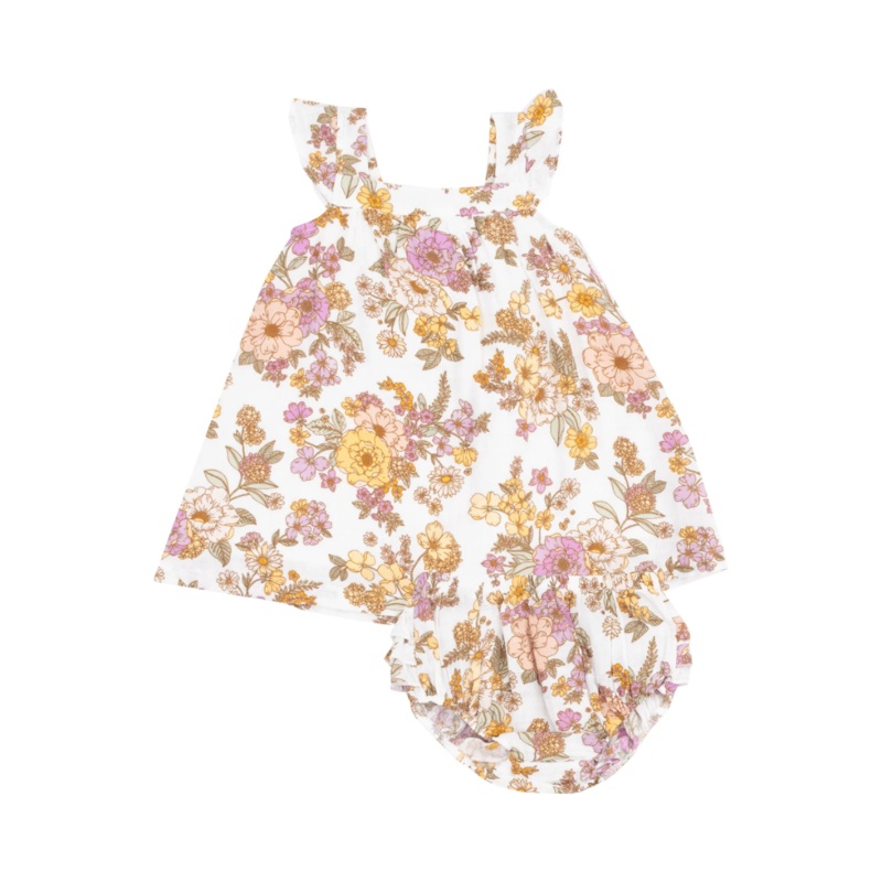 Muslin Sundress and Diaper Cover – Anna May Floral by Angel Dear