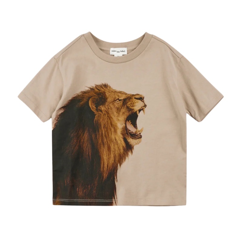 Roaring Lion Organic Cotton T-Shirt – Taupe by miles the label.