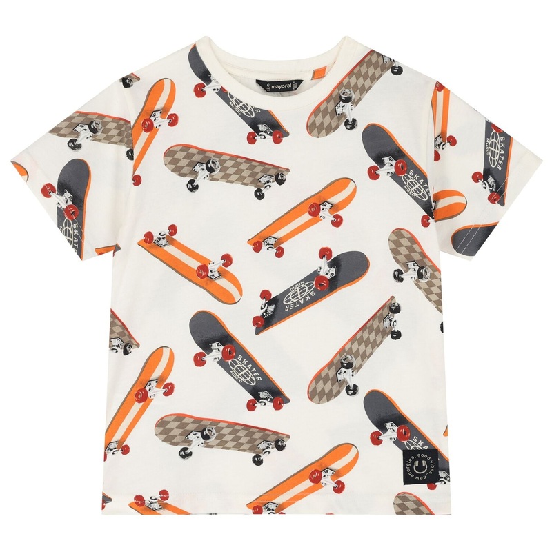 Skateboard Print Tee – Orange by Mayoral