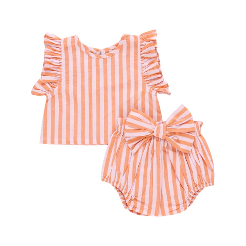Baby Abigail Two Piece Set – Orange Pink Stripe by Pink Chicken